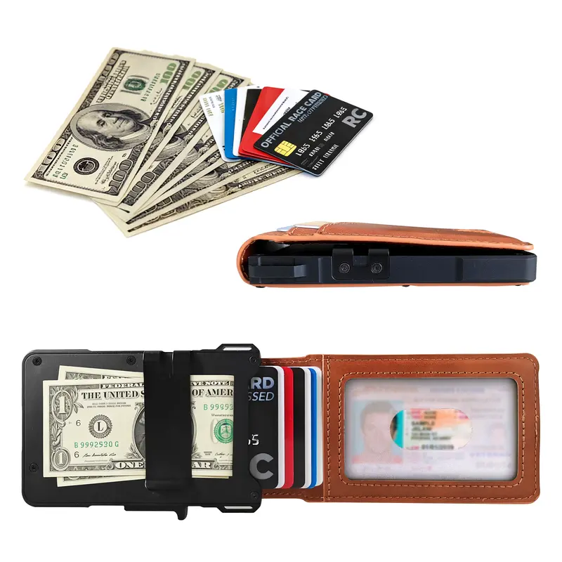 Men’s Slim Metal Wallet with Pop-Up Card Holder & RFID Protection