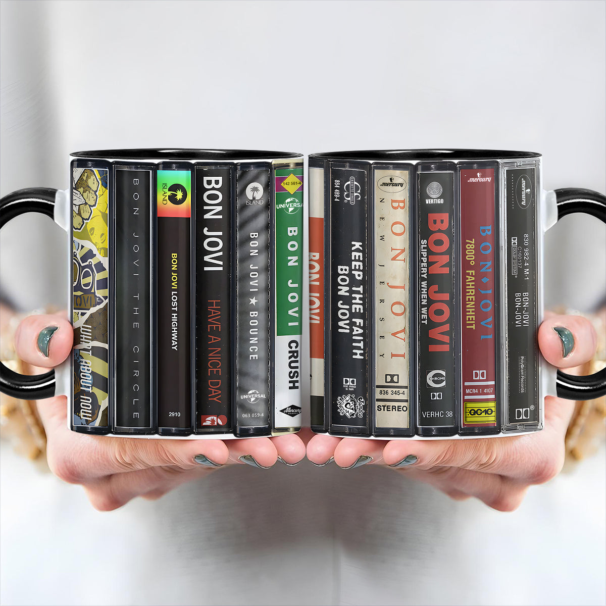 Mtervodesign Bon Jovi Albums Cassette Collection Retro Accent Mug