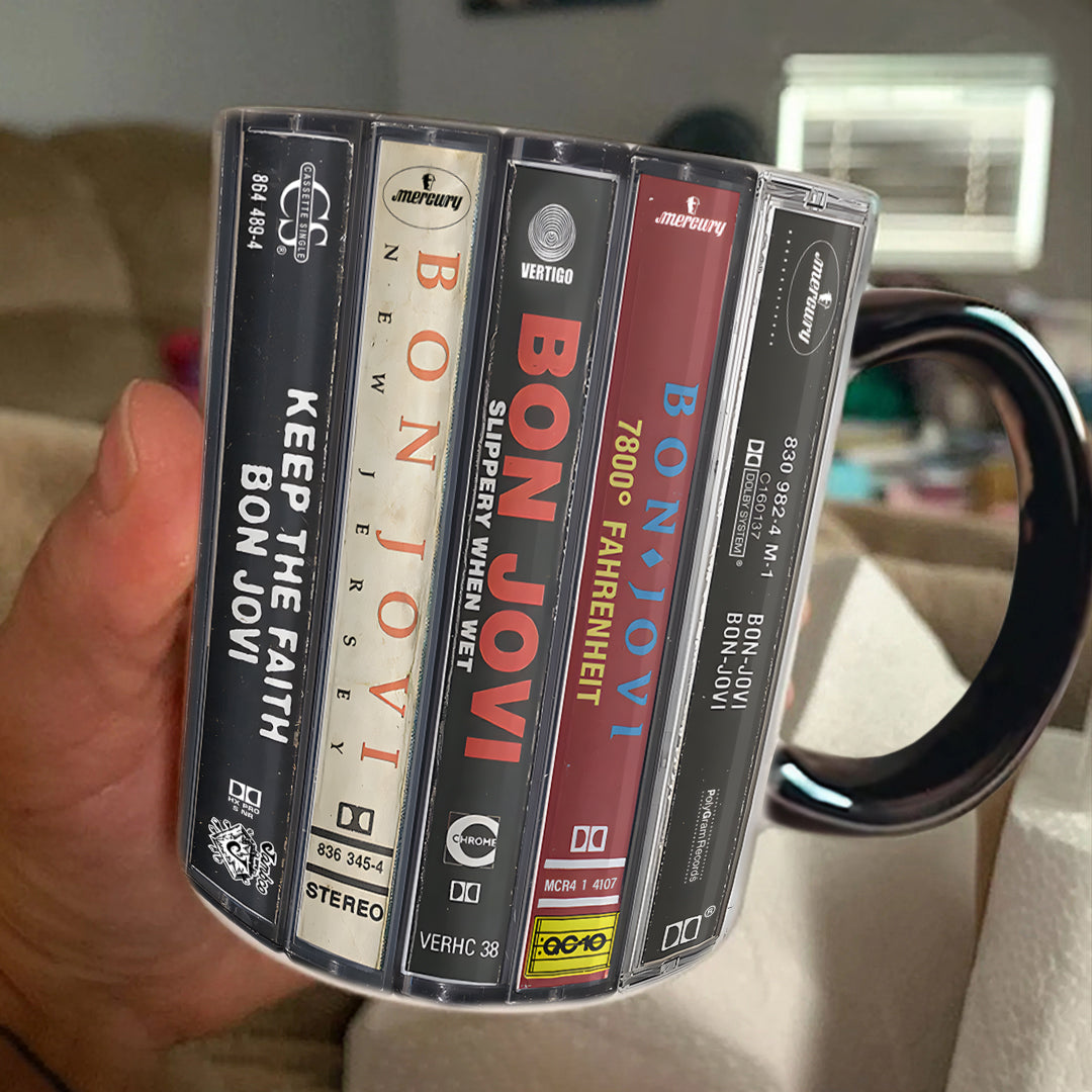 Mtervodesign Bon Jovi Albums Cassette Collection Retro Accent Mug