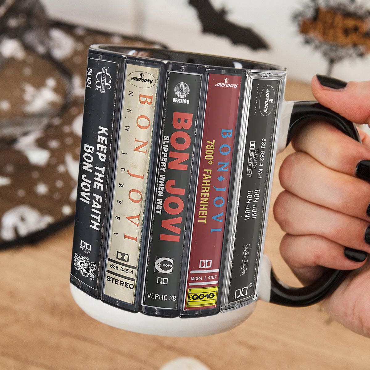 Mtervodesign Bon Jovi Albums Cassette Collection Retro Accent Mug