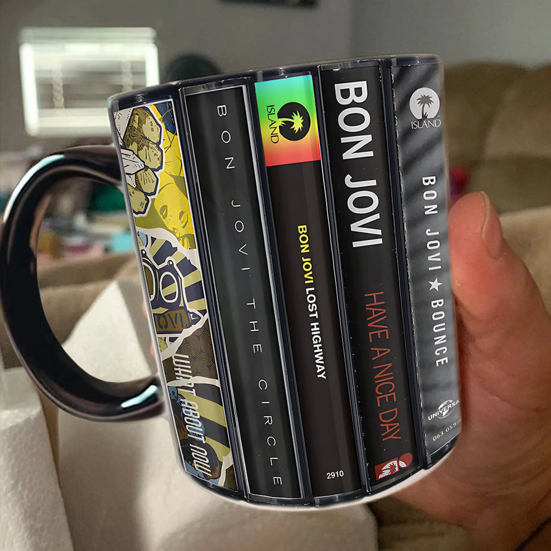 Mtervodesign Bon Jovi Albums Cassette Collection Retro Accent Mug