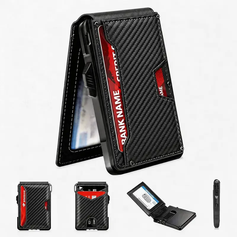 Men’s Slim Metal Wallet with Pop-Up Card Holder & RFID Protection