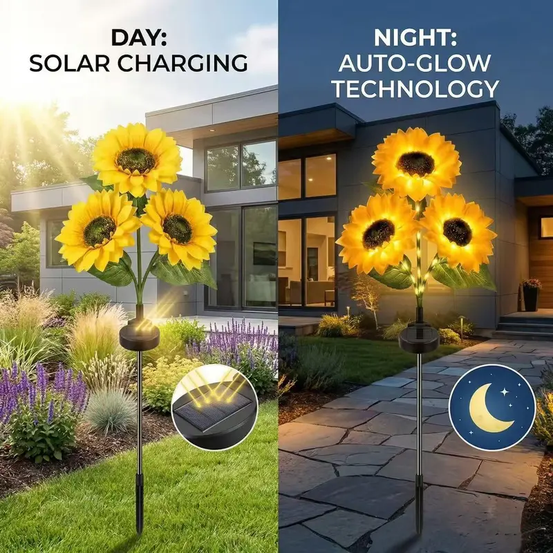 Solar Powered LED Sunflower Garden Lights
