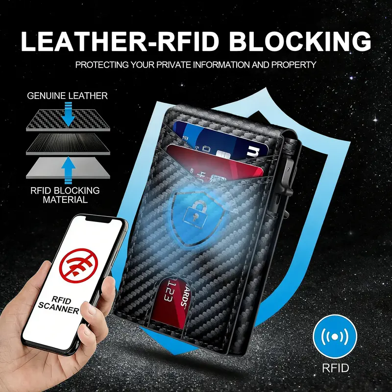 Men’s Slim Metal Wallet with Pop-Up Card Holder & RFID Protection