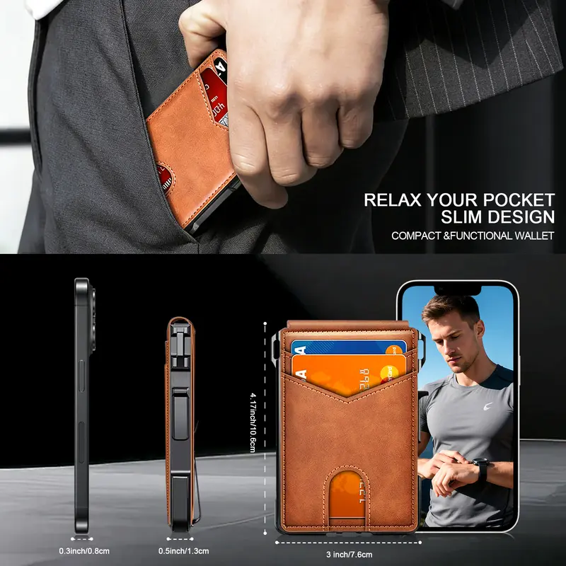 Men’s Slim Metal Wallet with Pop-Up Card Holder & RFID Protection