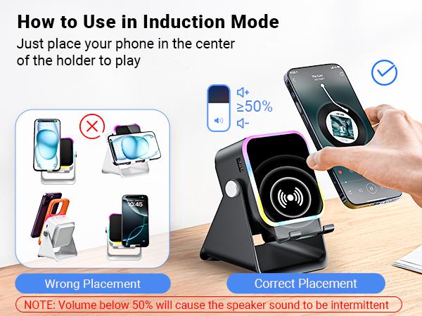 [FathersDayGift] PUTARE Wireless Induction Audio Speaker Stand, 5in1 Cellphone Holder, 3500mAh Rechargeable Emergency Power Bank,360&deg; Adjustable Mobile Tablet Stand with Colorful Ambient Light Gifts for Men Women SummerWins