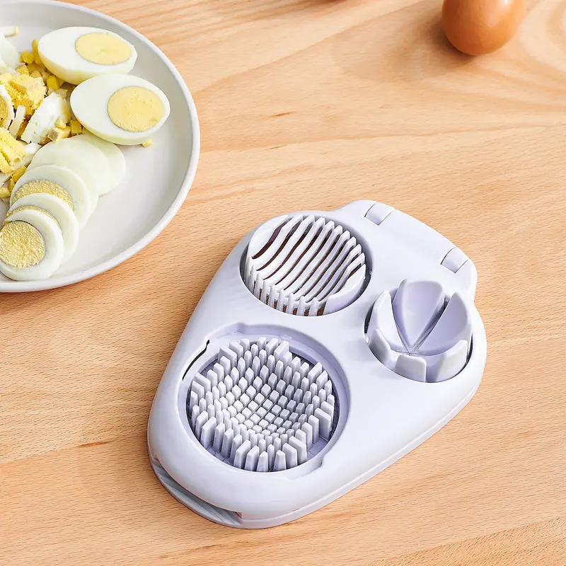 3-in-1 Stainless Steel Egg Slicer & Fruit Cutter – Multi-Function Kitchen Tool for Hard-Boiled Eggs, Century Eggs, Strawberries & Soft Fruits – Easy Prep for Salads, Bento & Meal Prep
