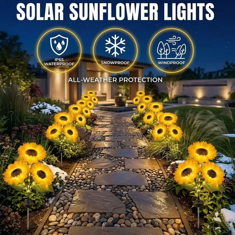 Solar Powered LED Sunflower Garden Lights