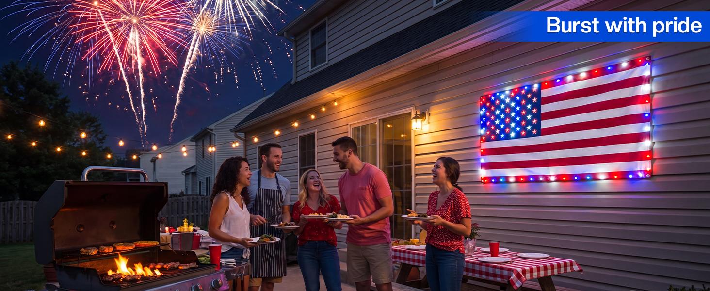 Avatar Controls 3x5FT  Smart American Flag Lights App Control Flag 4th of July Decorations Lights DIY Color, Music Sync Light Up Patriotic US Flag Lights for Wall Bedroom, Memorial Day, Independence Day, 250th Anniversary summergarden