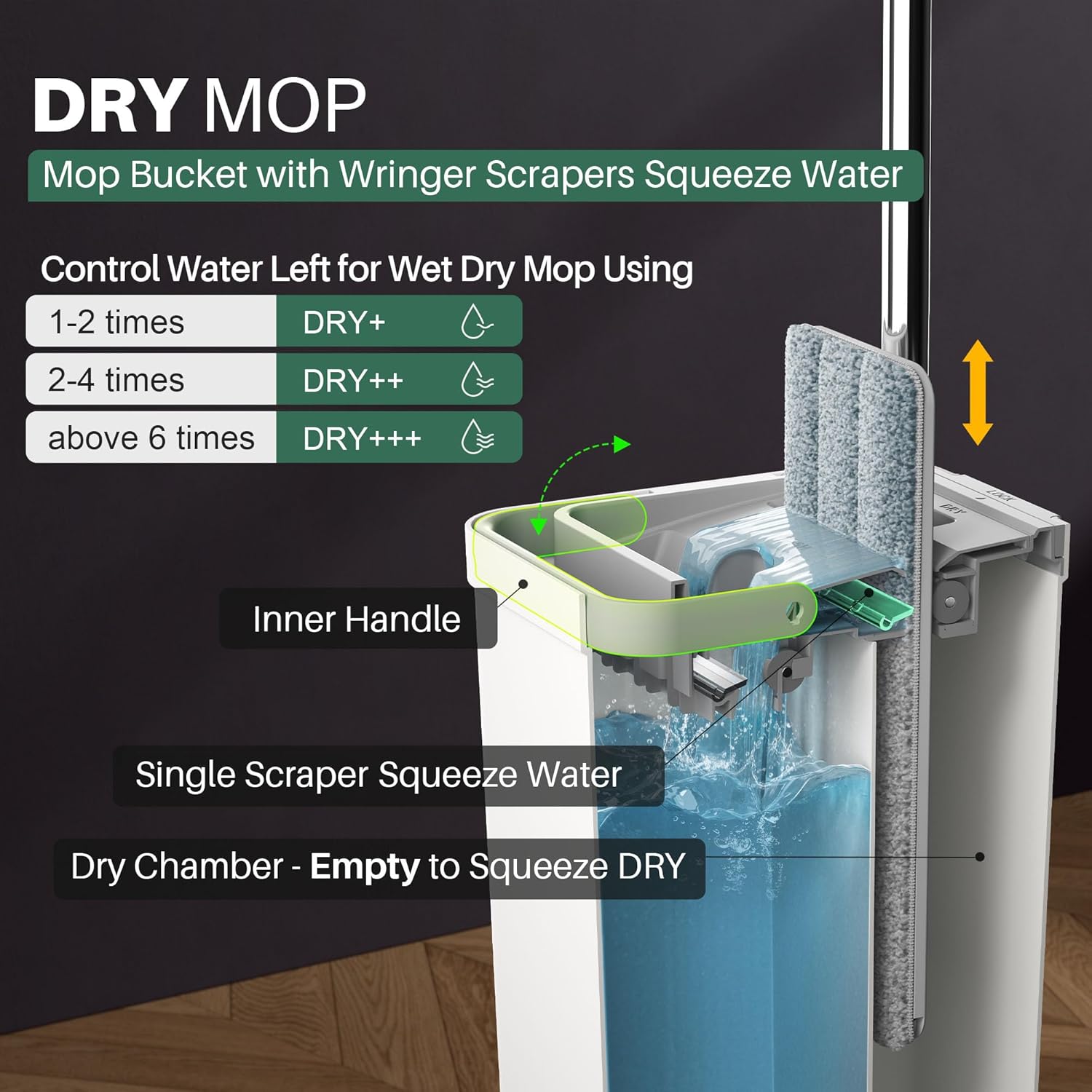 Flat Mop System, Microfiber Mop and Bucket Set, White, Commercial & Household Use