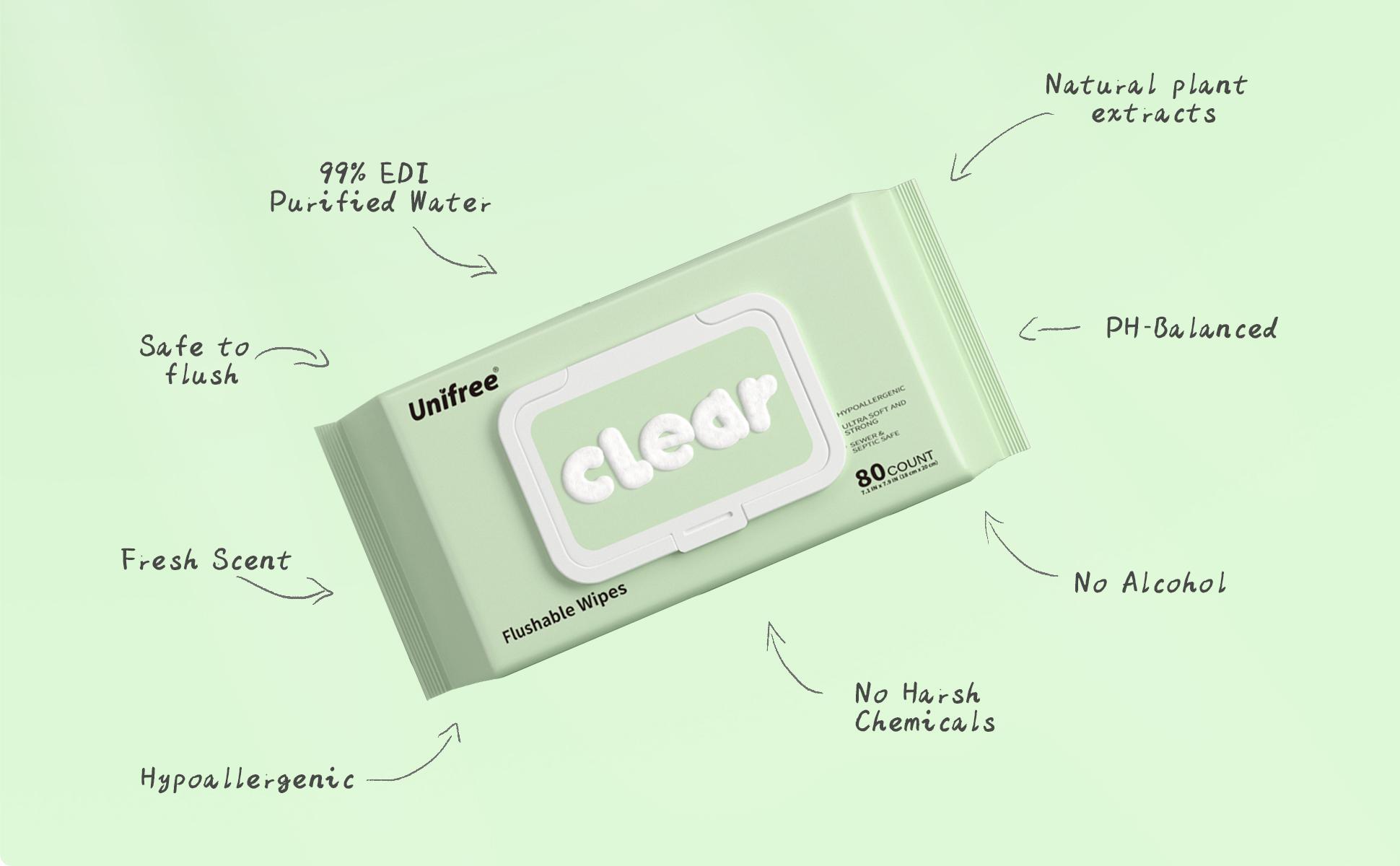 Unifree Flushable Toilet Wipes, Mini Travel Friendly Pack, Gentle Flower Scented Clean Wipes Set, Septic & Sewer Safe Home Care Essentials, DealsForYouDays, summerwins