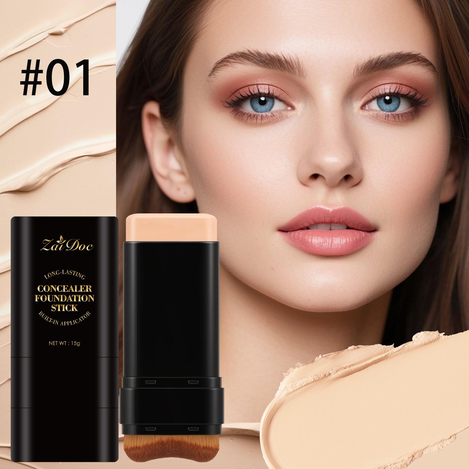 Zaidoc 7-color Dual -Ended Concealer Foundation Stick, 2-in-1 Long-Lasting Foundation and Concealer with Brush, Creamy Full Coverage for Dark Circles & Blemishes, Hydrating Olive & Camellia, 2.09 Oz Zaidoc 7-color Dual -Ended Concealer Foundation Stick, 2-in-1 Long-Lasting Foundation and Concealer with Brush, Creamy Full Coverage for Dark Circles & Blemishes, Hydrating Olive & Camellia, 2.09 Oz