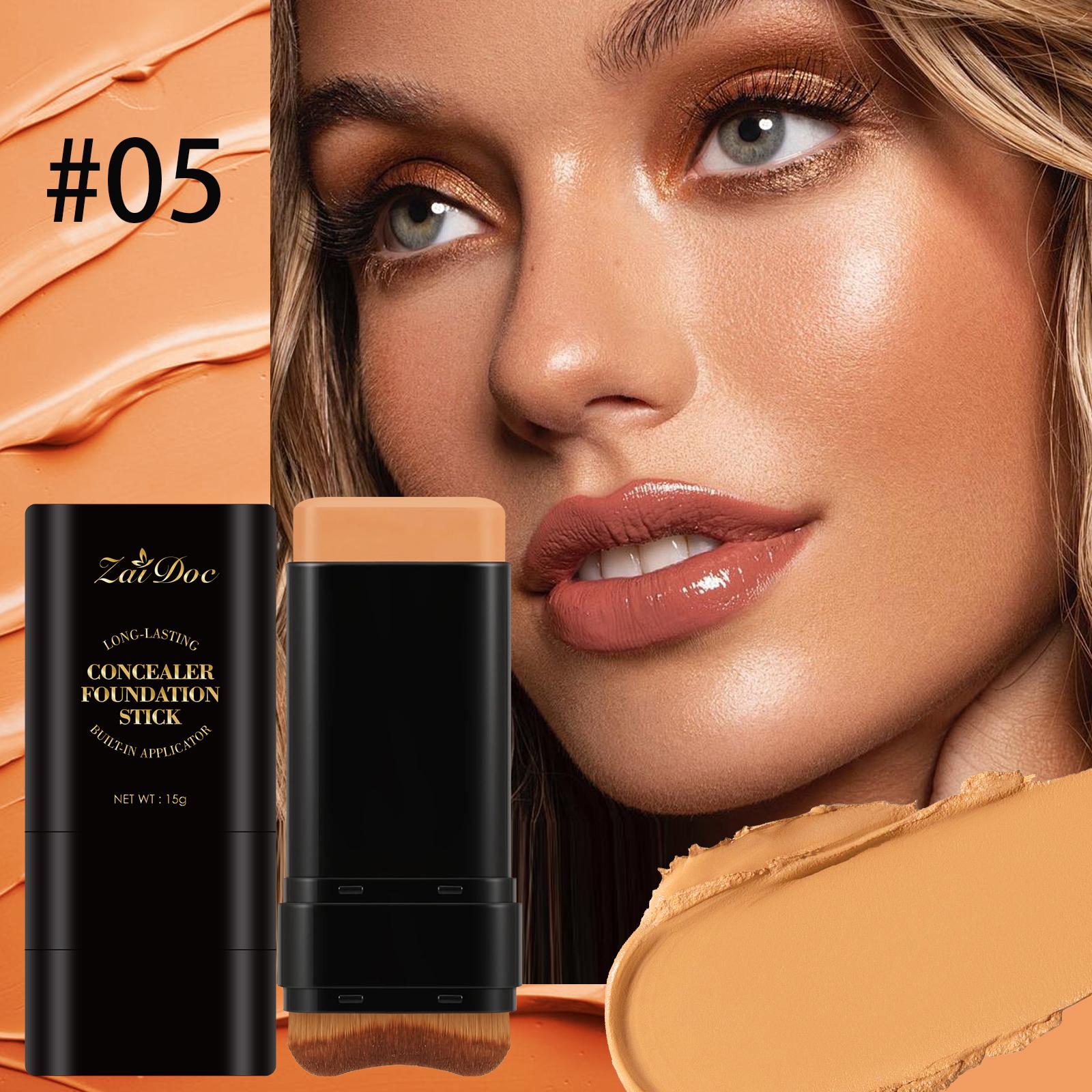 Zaidoc 7-color Dual -Ended Concealer Foundation Stick, 2-in-1 Long-Lasting Foundation and Concealer with Brush, Creamy Full Coverage for Dark Circles & Blemishes, Hydrating Olive & Camellia, 2.09 Oz Zaidoc 7-color Dual -Ended Concealer Foundation Stick, 2-in-1 Long-Lasting Foundation and Concealer with Brush, Creamy Full Coverage for Dark Circles & Blemishes, Hydrating Olive & Camellia, 2.09 Oz