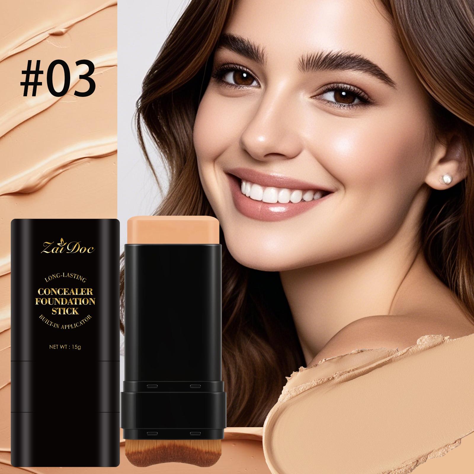 Zaidoc 7-color Dual -Ended Concealer Foundation Stick, 2-in-1 Long-Lasting Foundation and Concealer with Brush, Creamy Full Coverage for Dark Circles & Blemishes, Hydrating Olive & Camellia, 2.09 Oz Zaidoc 7-color Dual -Ended Concealer Foundation Stick, 2-in-1 Long-Lasting Foundation and Concealer with Brush, Creamy Full Coverage for Dark Circles & Blemishes, Hydrating Olive & Camellia, 2.09 Oz