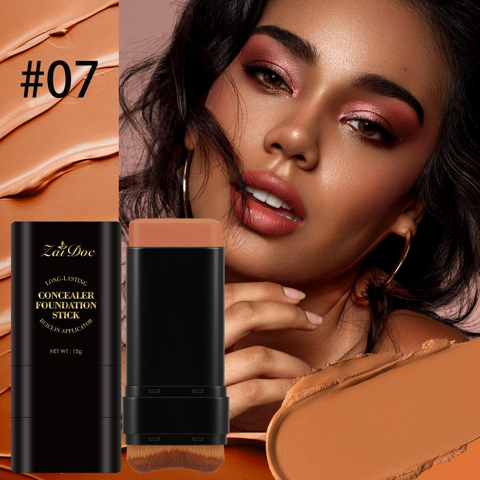 Zaidoc 7-color Dual -Ended Concealer Foundation Stick, 2-in-1 Long-Lasting Foundation and Concealer with Brush, Creamy Full Coverage for Dark Circles & Blemishes, Hydrating Olive & Camellia, 2.09 Oz Zaidoc 7-color Dual -Ended Concealer Foundation Stick, 2-in-1 Long-Lasting Foundation and Concealer with Brush, Creamy Full Coverage for Dark Circles & Blemishes, Hydrating Olive & Camellia, 2.09 Oz