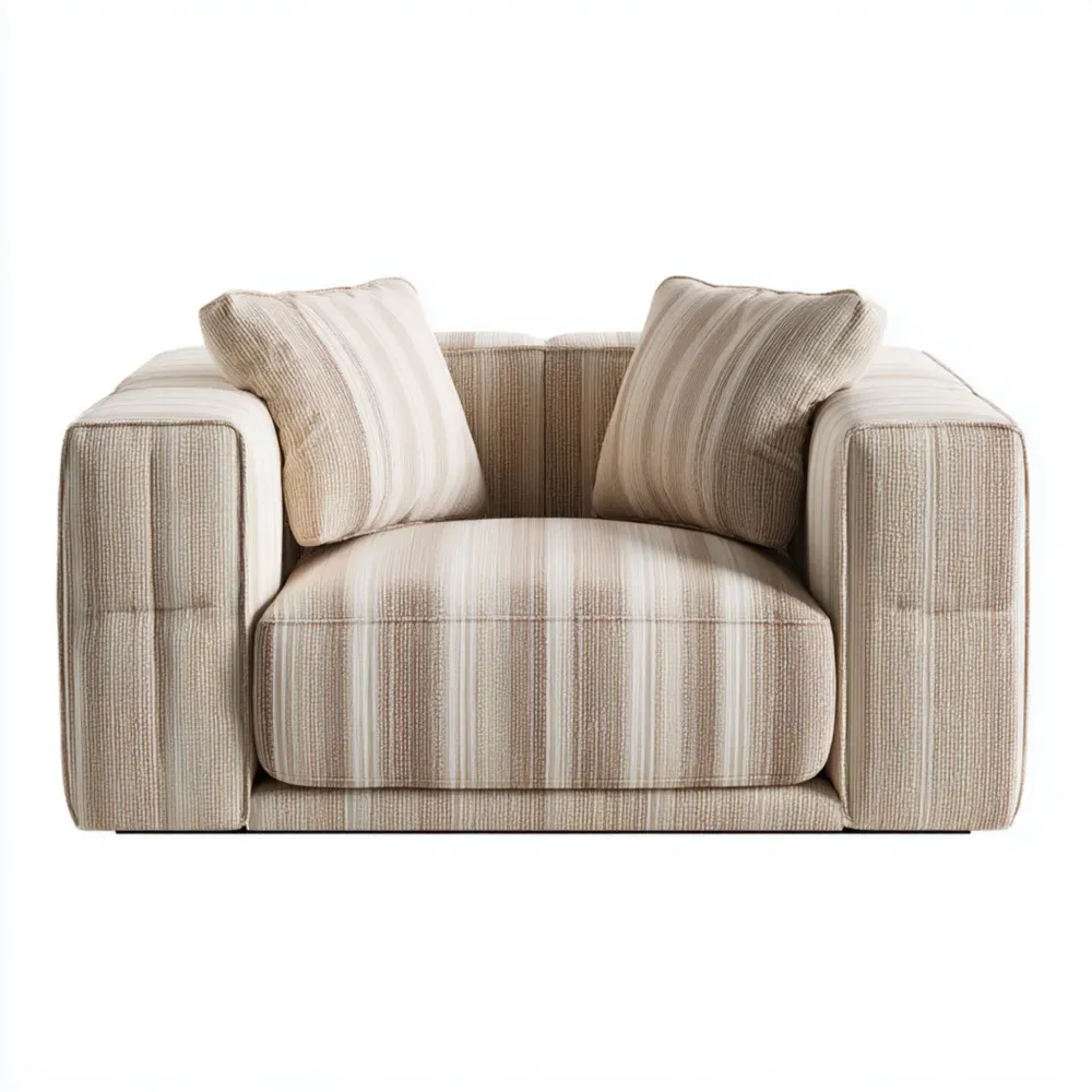 アームチェア フレームプローチ 85x85x75 cm – ベージュストライプ – コンテンポラリーデザイン