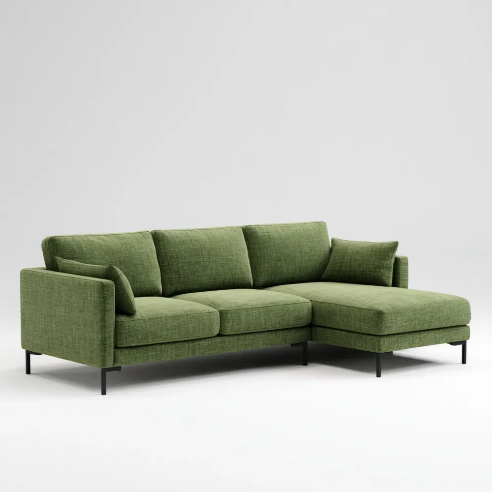 コーナーソファ 布張り 220x160x85 cm – グリーン – モダンデザイン