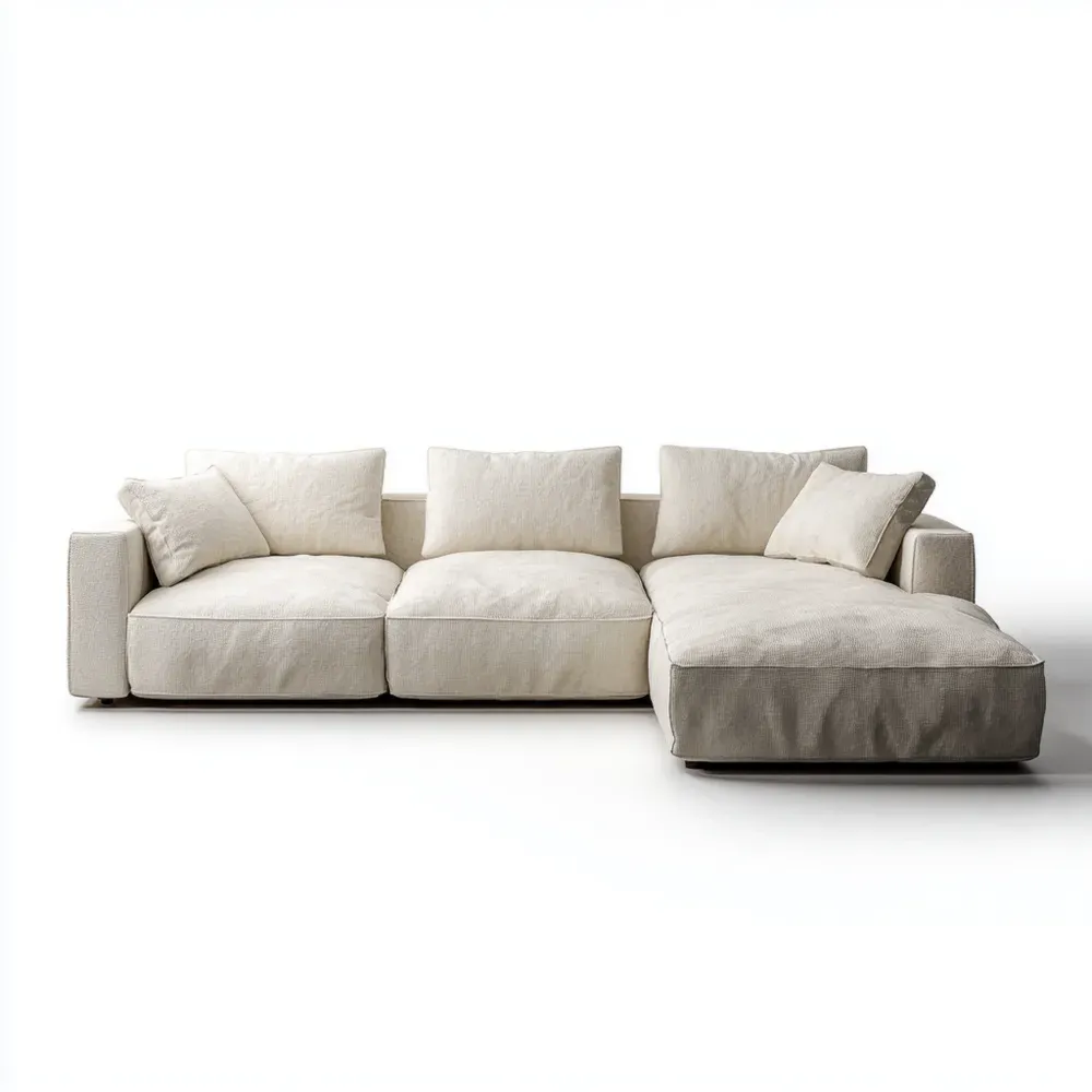 コーナーソファ 布張り 240x100x85 cm – アイボリー – モダンデザイン