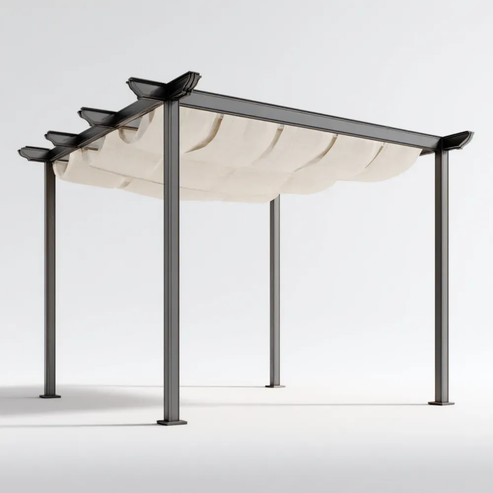 パーゴラ アルミ製 400x300x250 cm – ホワイトキャノピー – モダンデザイン