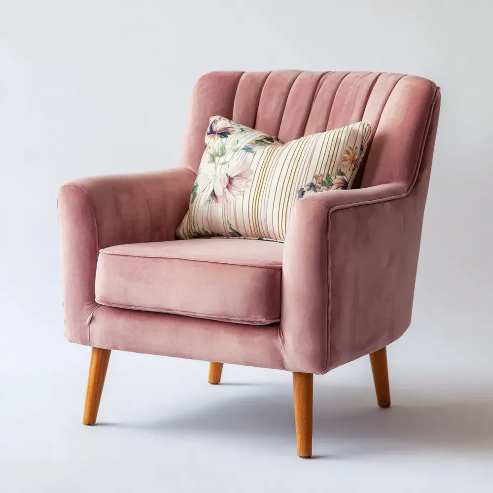 アームチェア ベルベット 75x80x85 cm – ピンク – レトロデザイン