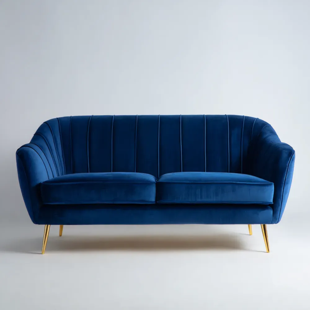 3人掛けソファ ベルベット 200x85x90 cm – ロイヤルブルー – モダンデザイン