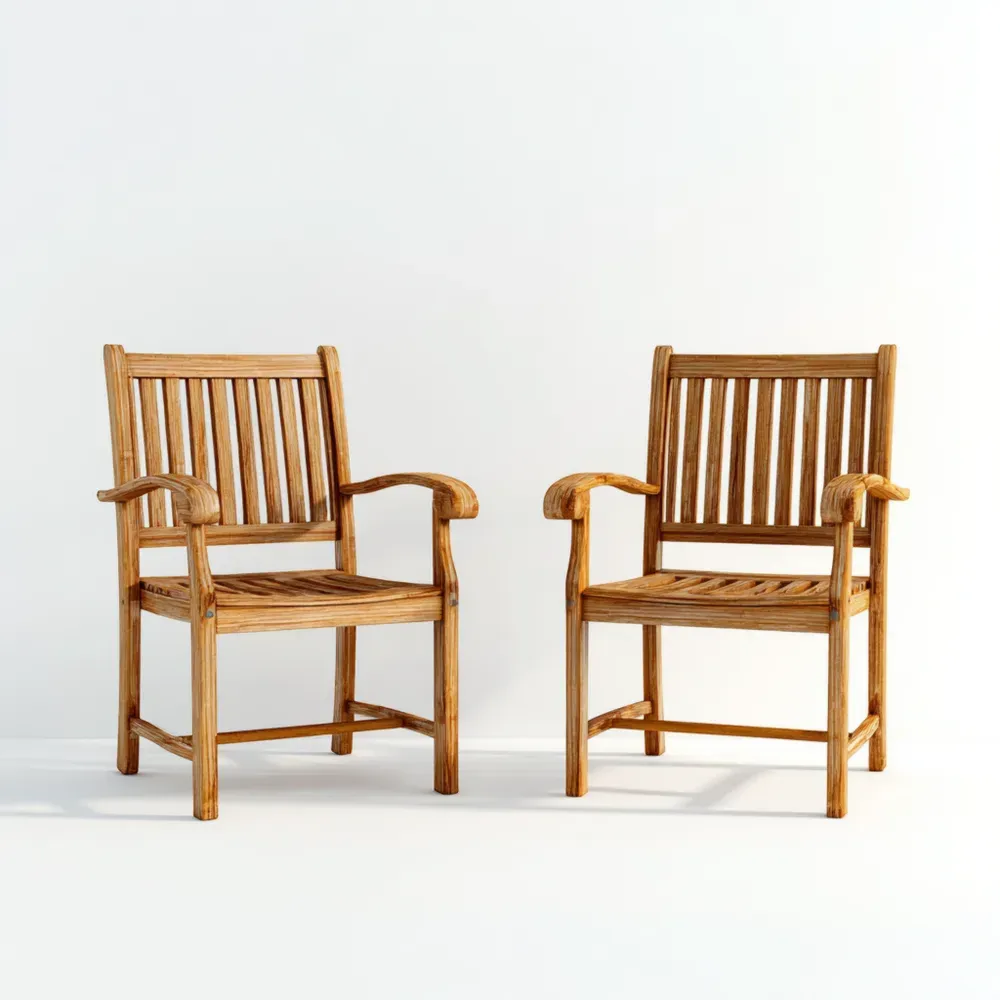 ガーデンチェア ティーク材 60x60x90 cm – ナチュラル – クラシックデザイン