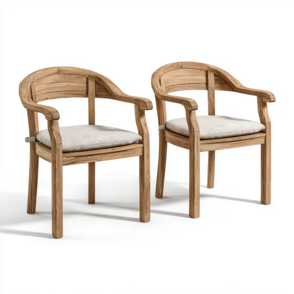 ガーデンチェア セット 木製 65x60x80 cm – ナチュラル – クラシックデザイン