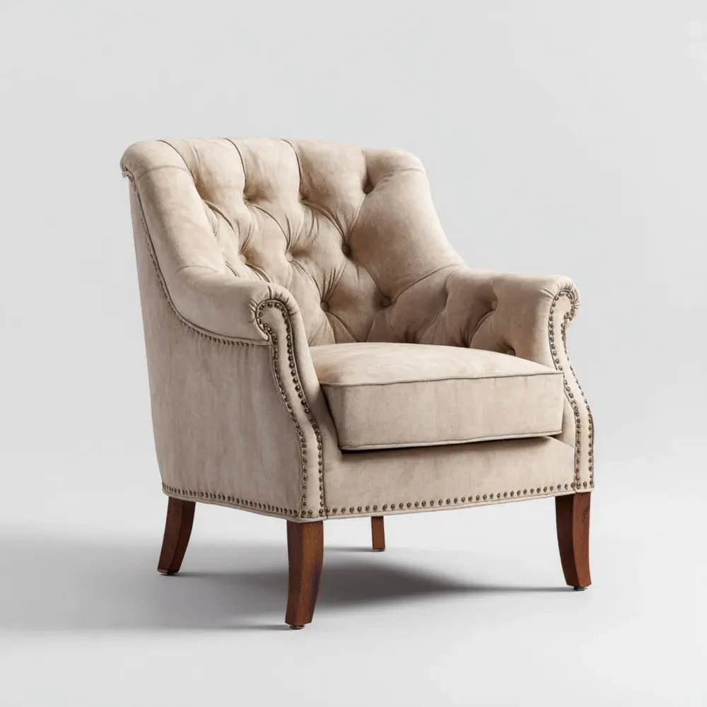 アームチェア ベルベット 75x85x90 cm - ベージュ - クラシックデザイン