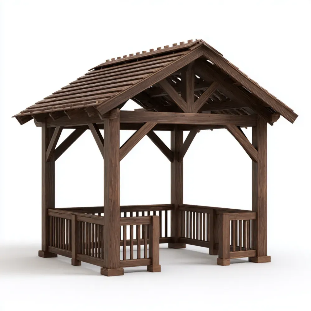 木製ガゼボ 屋根付き 250x250x250 cm – 屋外パビリオン