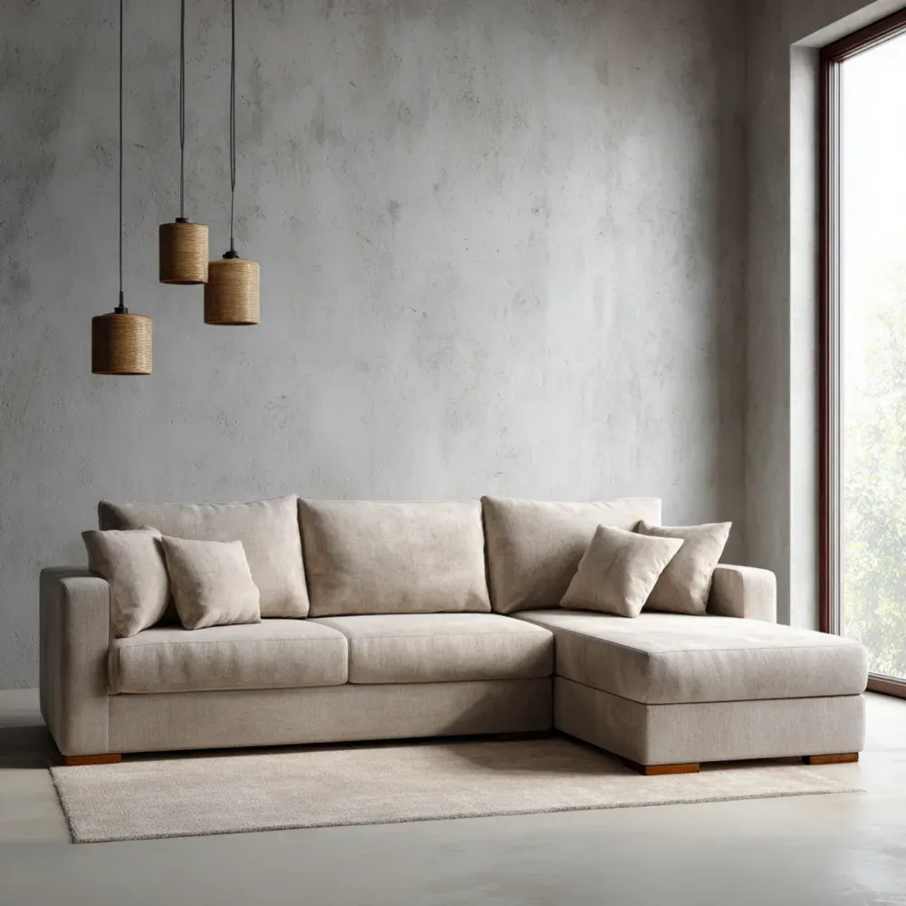 コーナーソファ ファブリック 250x150x85 cm – ベージュ – 現代デザイン