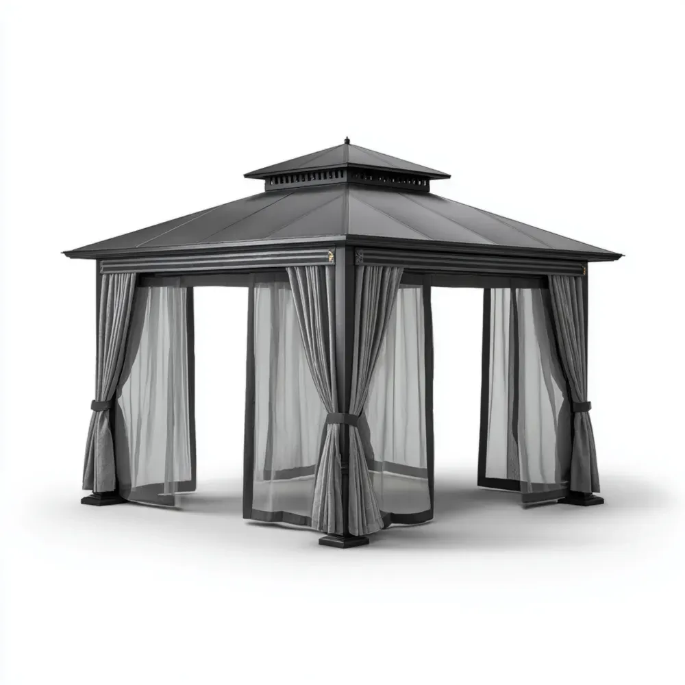 ガゼボ アルミ製 300cm x 400cm UVプロテクション ダークグレー – アウトドアデザイン