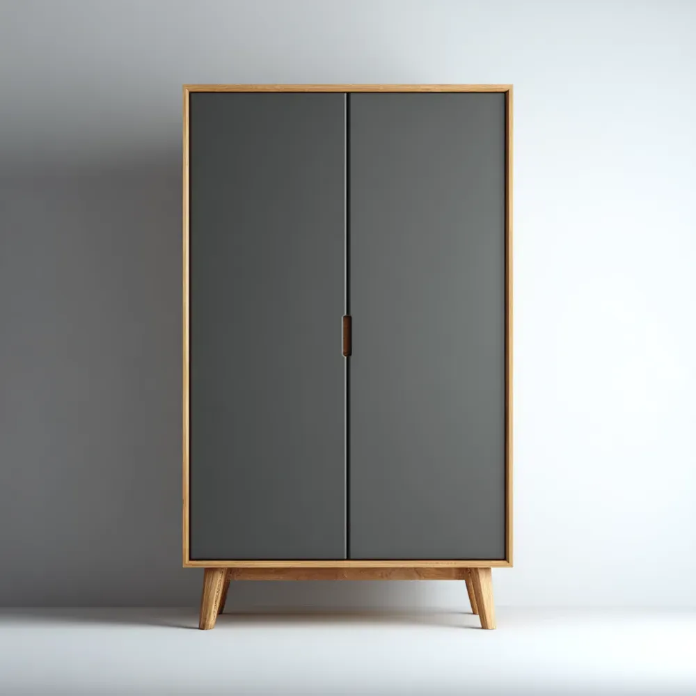 室内収納キャビネット 木製フレーム ダークグレー 80x40x160 cm