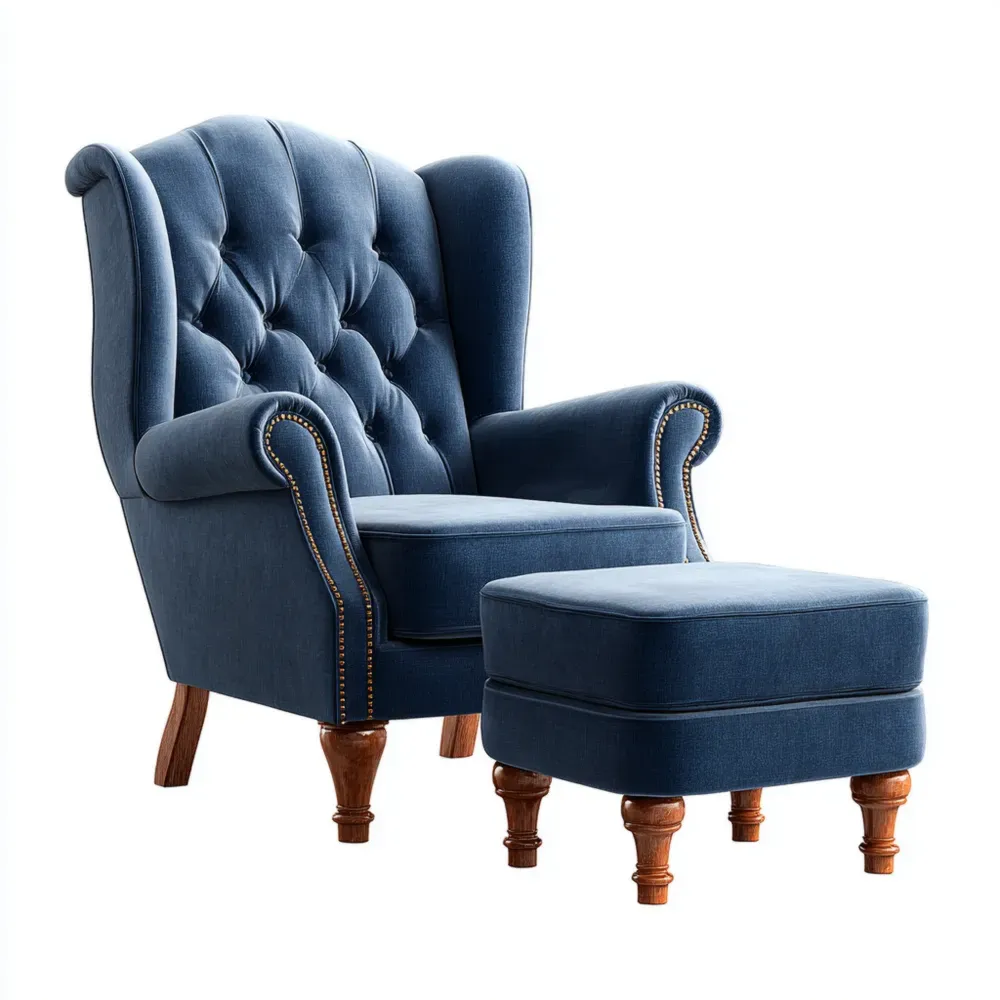 アームチェア 布製 95x80x100cm - ネイビー - クラシックデザイン