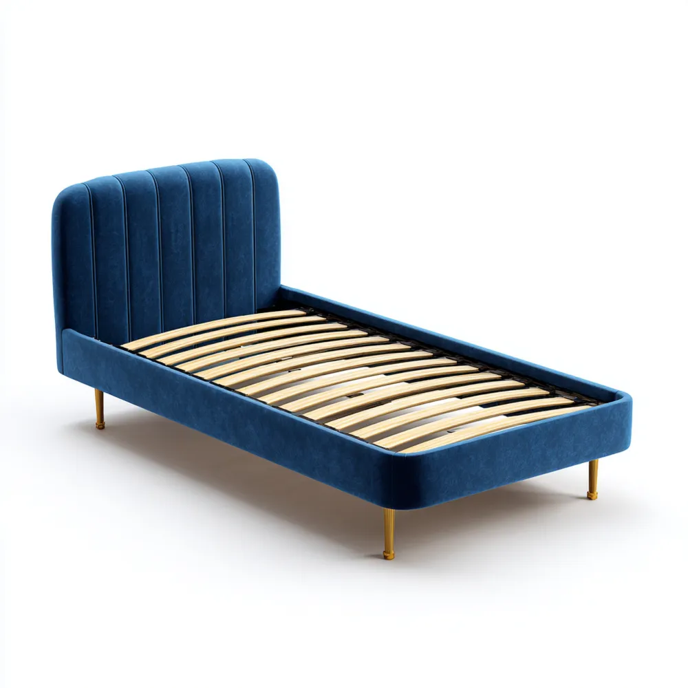 ベッドフレーム ベルベット 90x200x100cm - ブルー - モダンデザイン