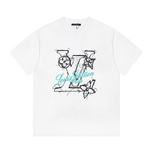 LOUIS VUITTON 花柄プリントの文字模様クルーネックTシャツ