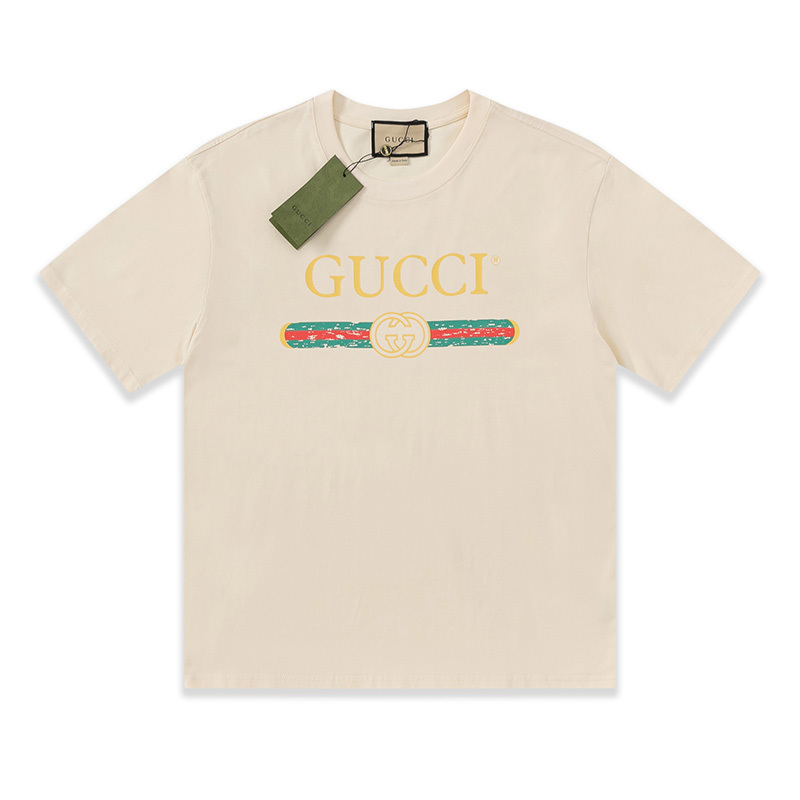 GUCCI クラシックプリントのクルーネックカジュアルTシャツ