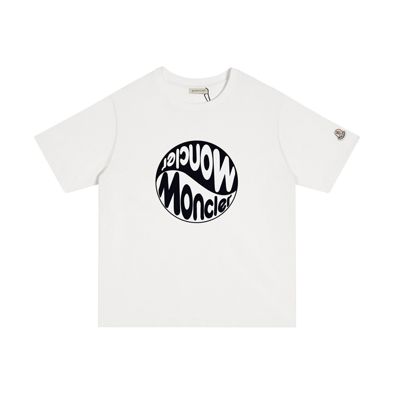 MONCLER カジュアルなダブルレタープリントのコットンTシャツ