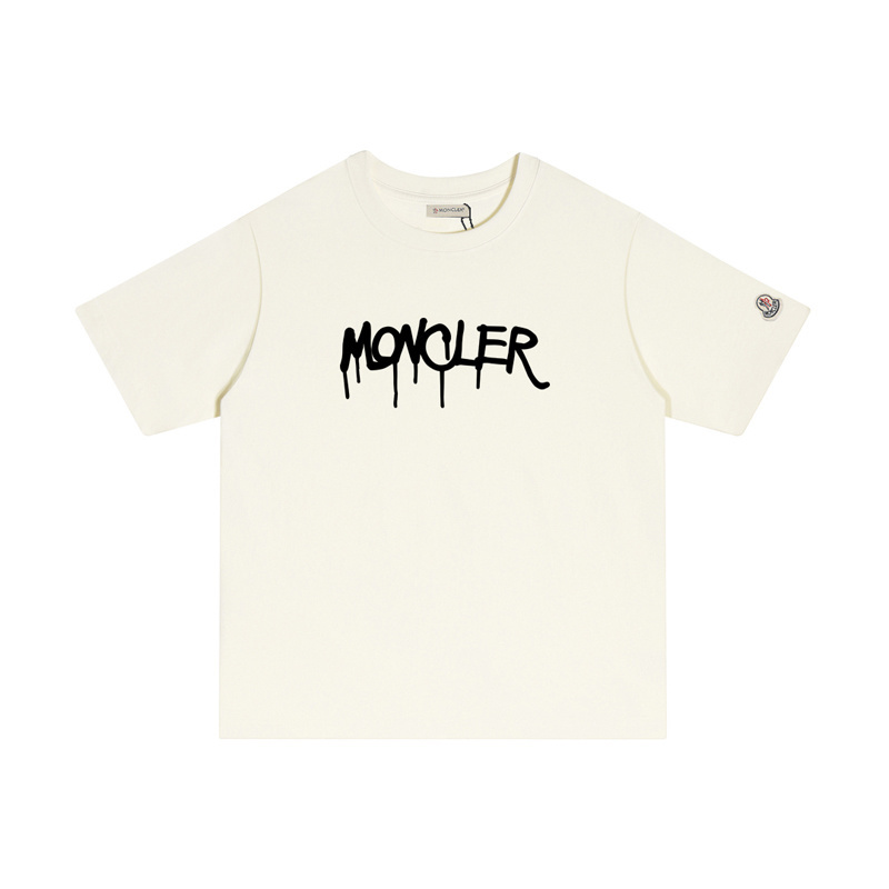 MONCLER シンプルな文字プリントのコットンTシャツ