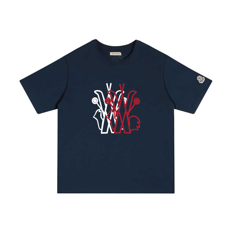 MONCLER ダブルロゴプリント入りコットンTシャツ