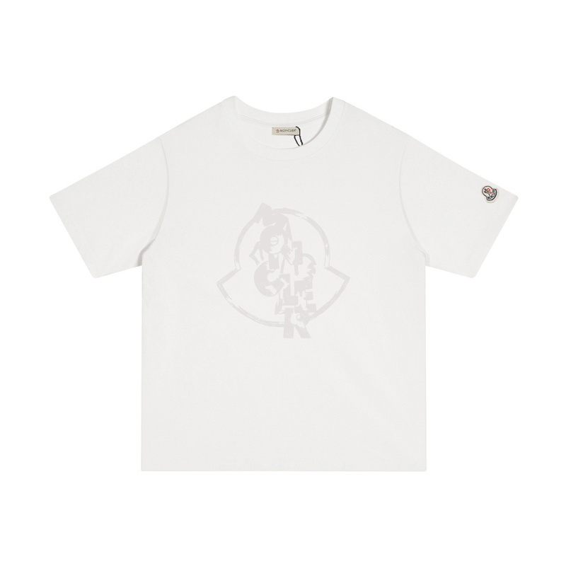 MONCLER 大きなロゴプリントのカジュアルなコットンTシャツ