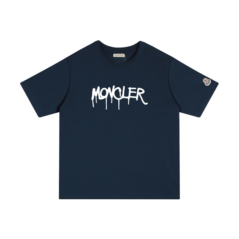 MONCLER シンプルな文字プリントのコットンTシャツ