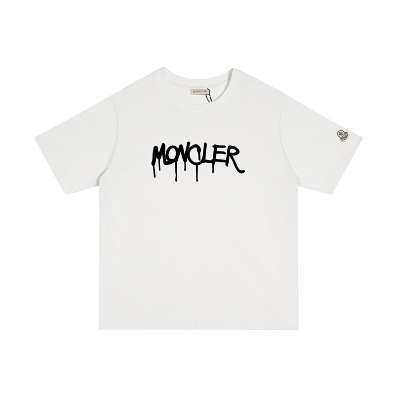 MONCLER シンプルな文字プリントのコットンTシャツ