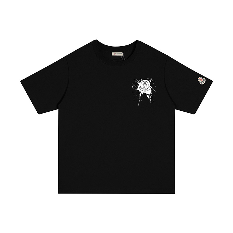 MONCLER スプラッタープリントロゴ入りコットンTシャツ