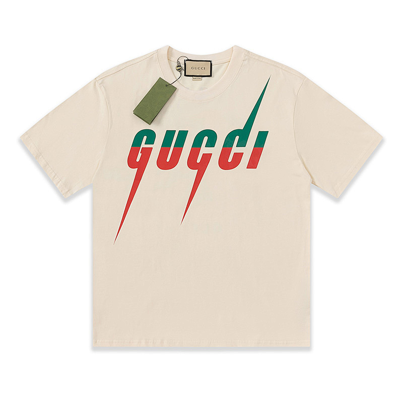 GUCCI カラフルなツートンカラープリントTシャツ