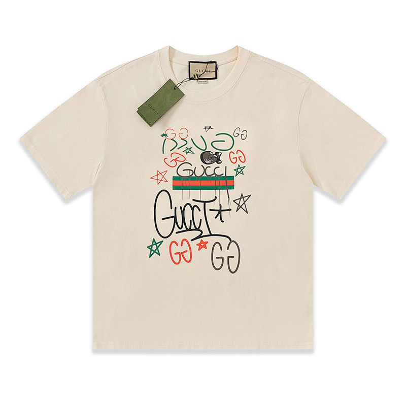GUCCI ファッショナブルでカジュアルなクルーネックTシャツ