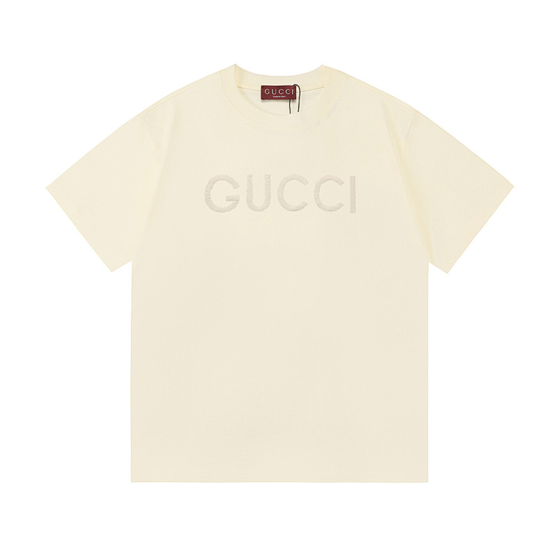 GUCCI クラシックな刺繍入りクルーネックTシャツ