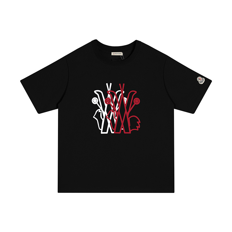 MONCLER ダブルロゴプリント入りコットンTシャツ