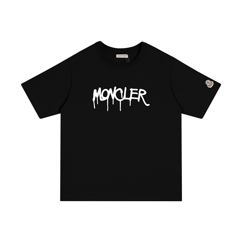 MONCLER シンプルな文字プリントのコットンTシャツ