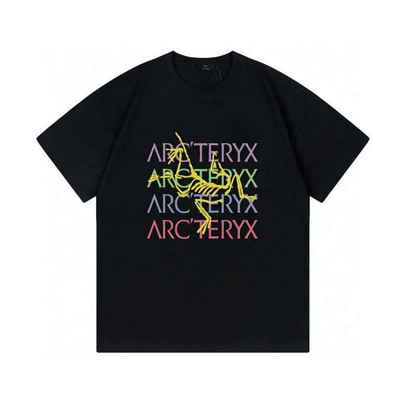 ARC'TERYX カラフルな鳥の文字ロゴ入り純綿Tシャツ