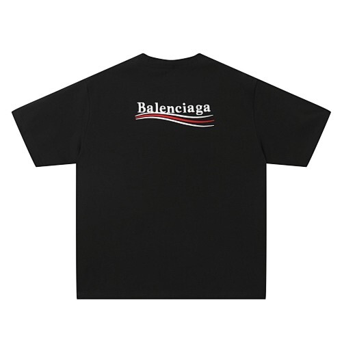 Balenciagaアルファベット刺繍入り カジュアルルーズシルエット クルーネック ユニセックス半袖 T シャツ